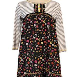 Multi Flower & Stripe High-Low Dress